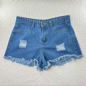 Shein Women’s Denim Light Wash Blue Jean Shorts, Size M